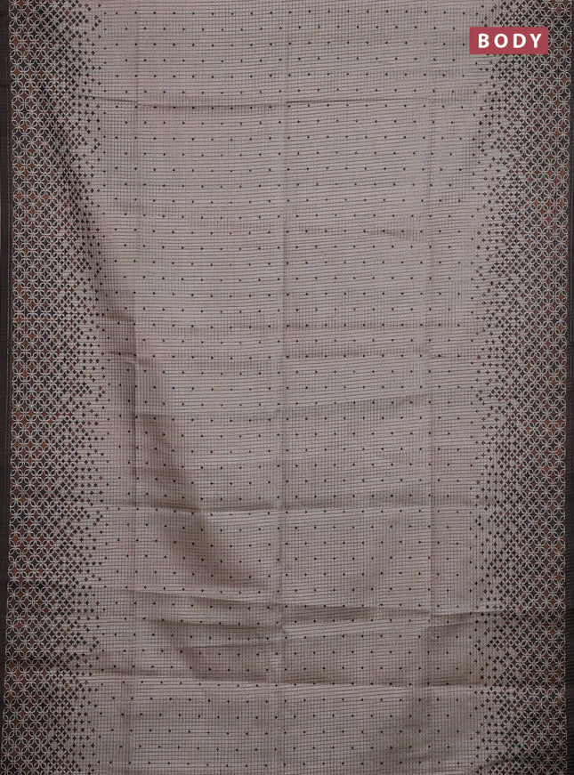 Beige & Elephant Grey Chappa Saree