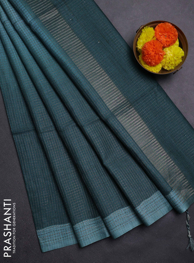 Teal Green & Peacock Green Chappa Saree  - Ombre