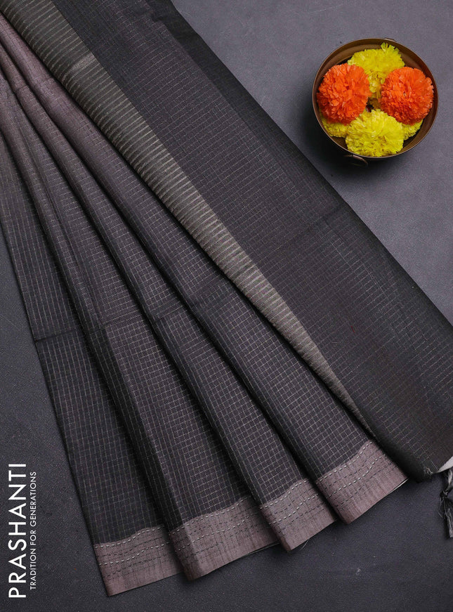 Brown & Grey Chappa Saree  - Ombre