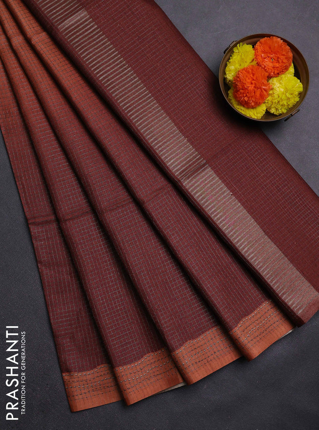 Rust & Brown Chappa Saree  - Ombre