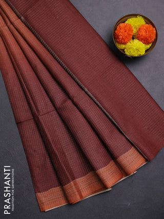 Rust & Coffee Brown Chappa Saree  - Ombre