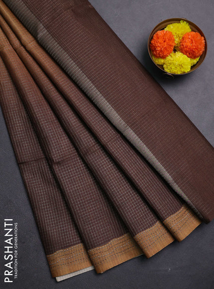 Mustard Yellow & Brown Chappa Saree  - Ombre