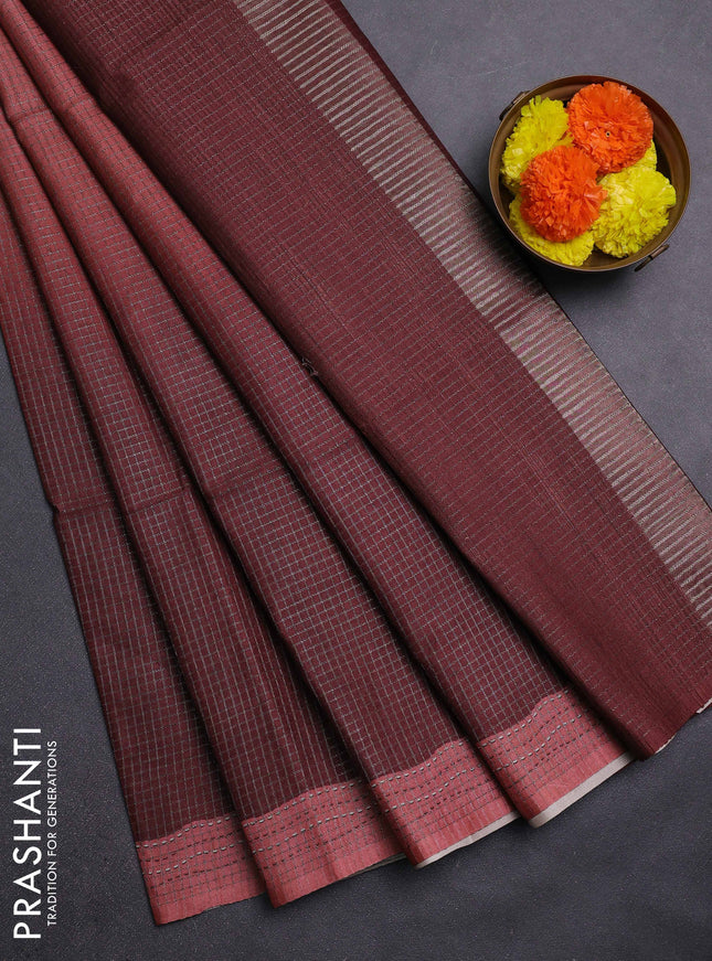 Rust & Brown Chappa Saree  - Ombre