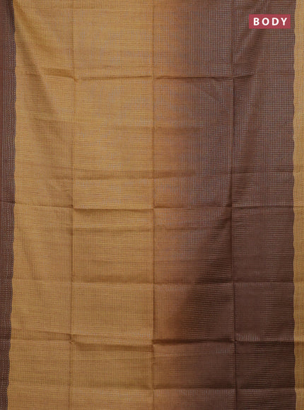 Mustard Yellow & Brown Chappa Saree  - Ombre
