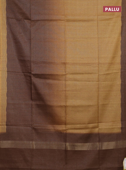 Mustard Yellow & Brown Chappa Saree  - Ombre
