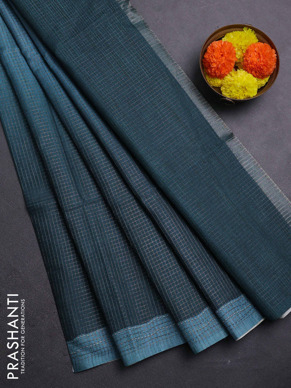 Peacock Green Chappa Saree  - Ombre