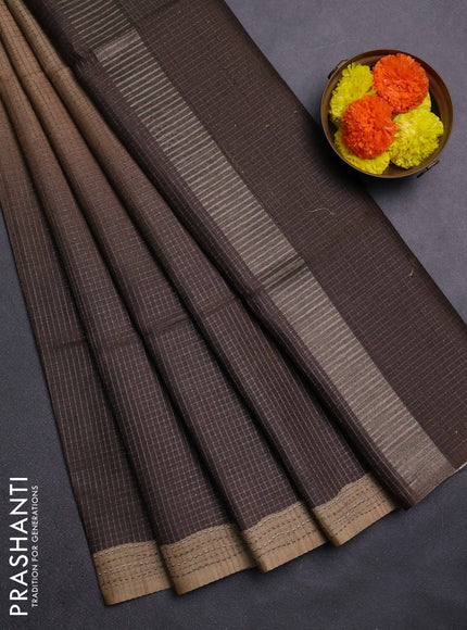 Mustard Yellow & Brown Chappa Saree  - Ombre