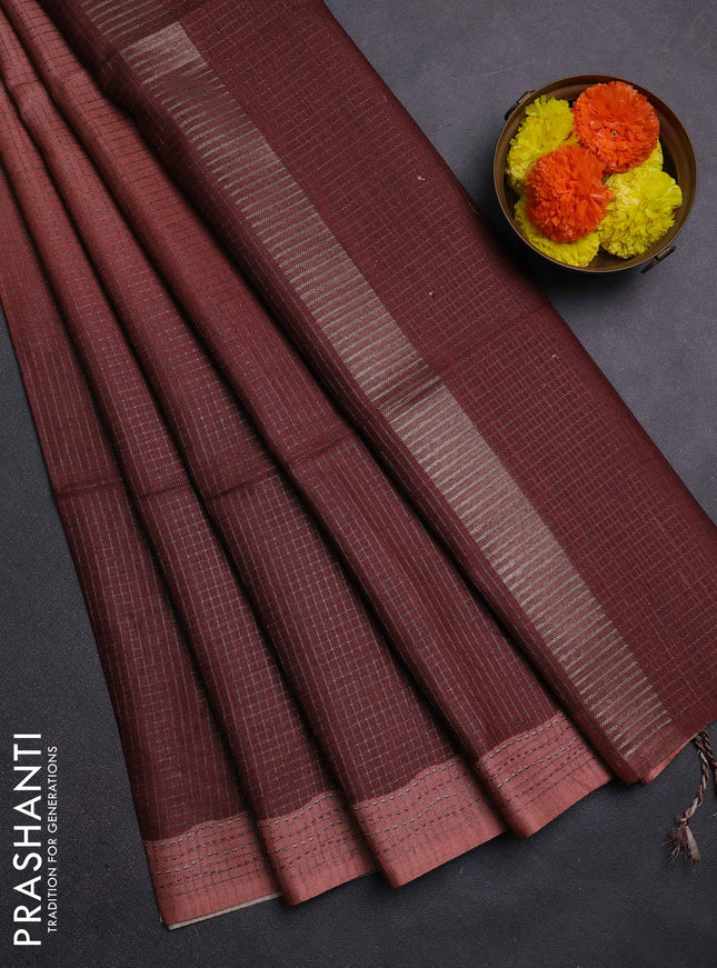 Rust  & Brown Chappa Saree  - Ombre