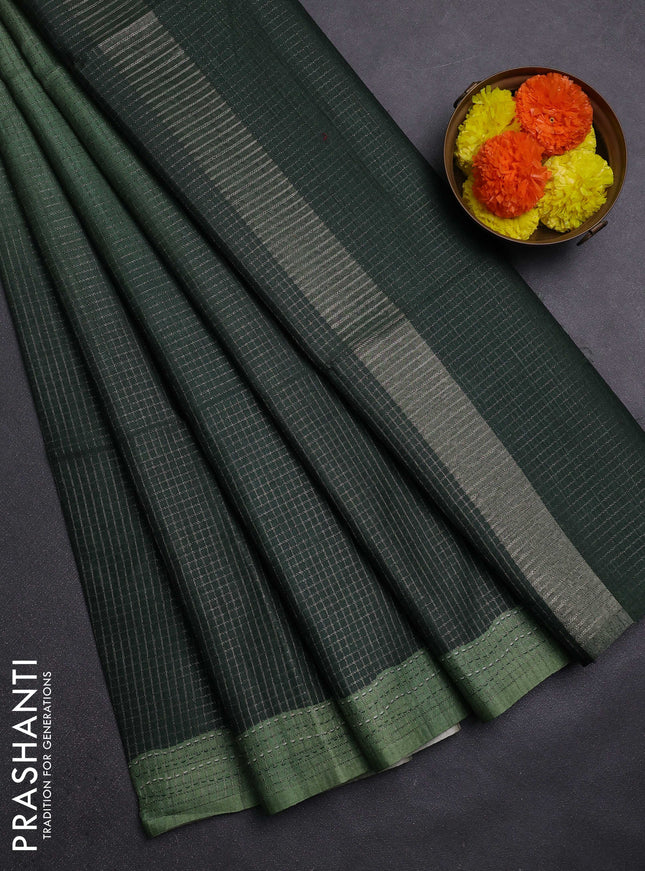 Green & Bottle Green Chappa Saree  - Ombre
