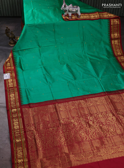 Green & Maroon Narayanpet Silk Saree