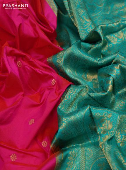 Pink & Teal Green Narayanpet Silk Saree