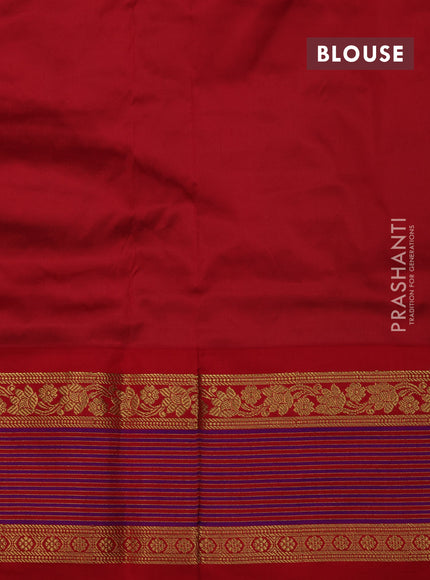 Light Green & Red Narayanpet Silk Saree