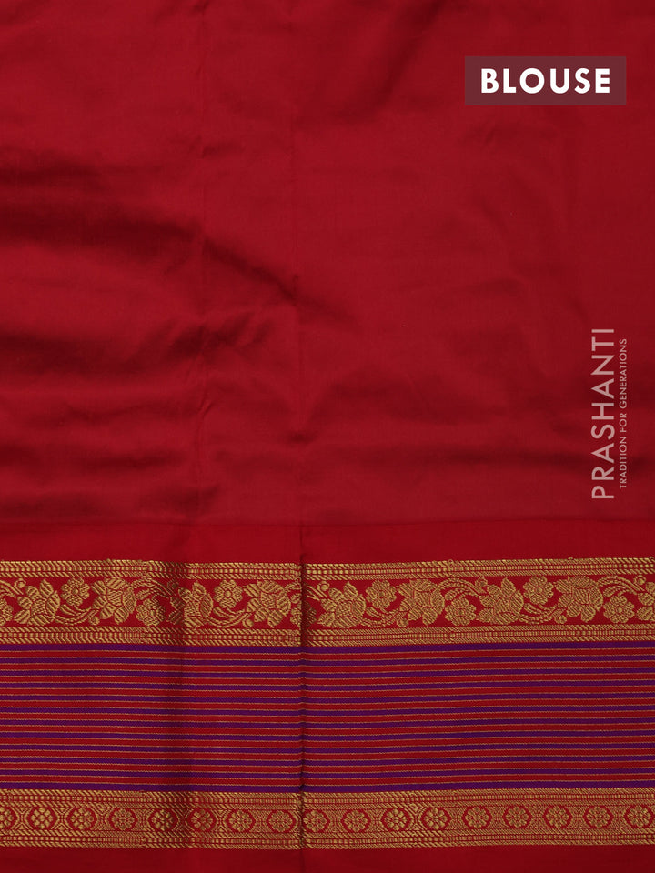 Light Green & Red Narayanpet Silk Saree