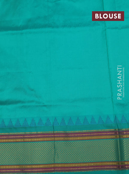 Lime Yellow & Teal Green Narayanpet Silk Saree