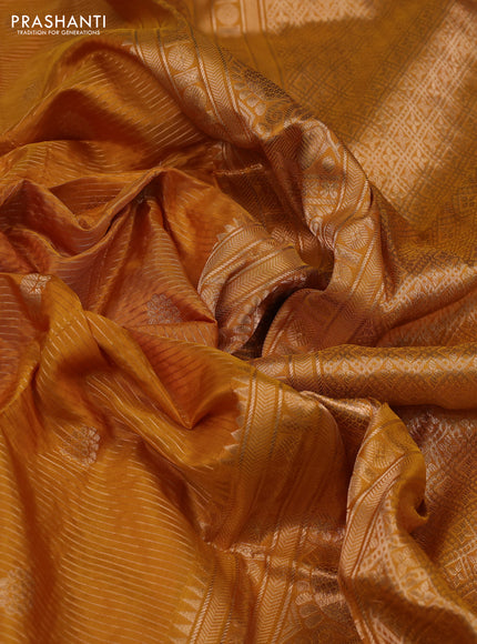Mustard Yellow & Green Narayanpet Silk Saree