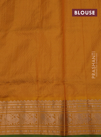 Mustard Yellow & Green Narayanpet Silk Saree