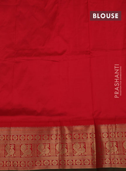 Beige & Red Narayanpet Silk Saree