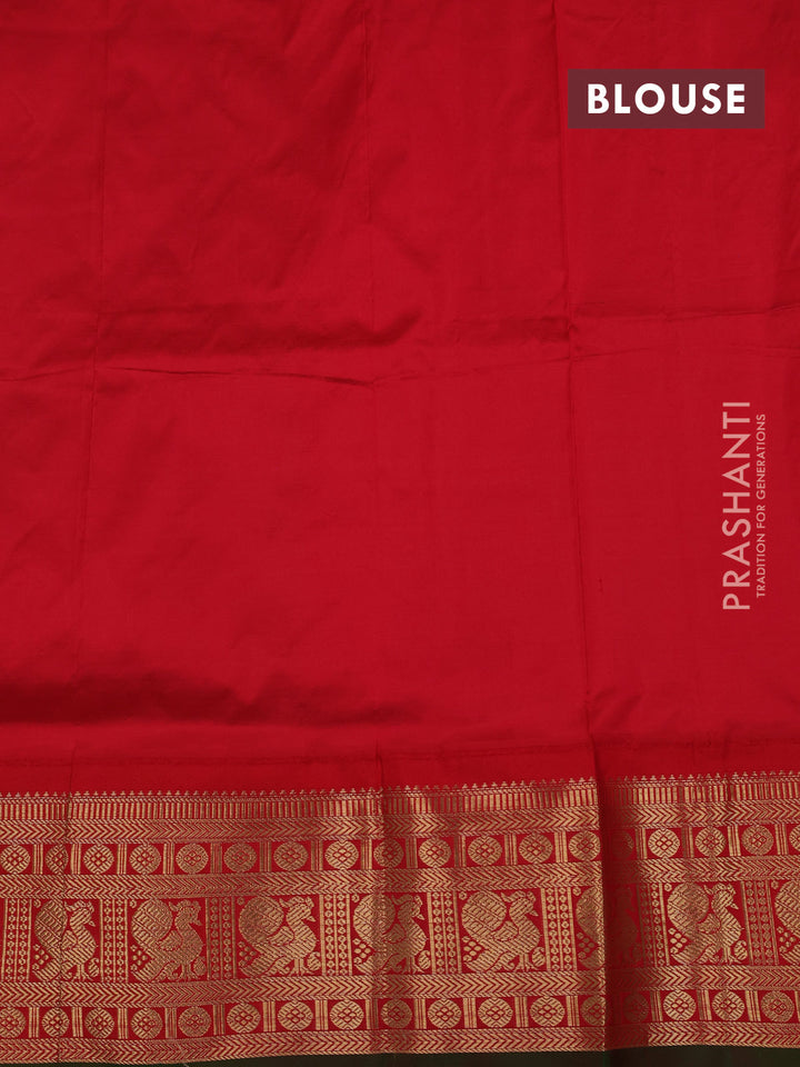 Beige & Red Narayanpet Silk Saree