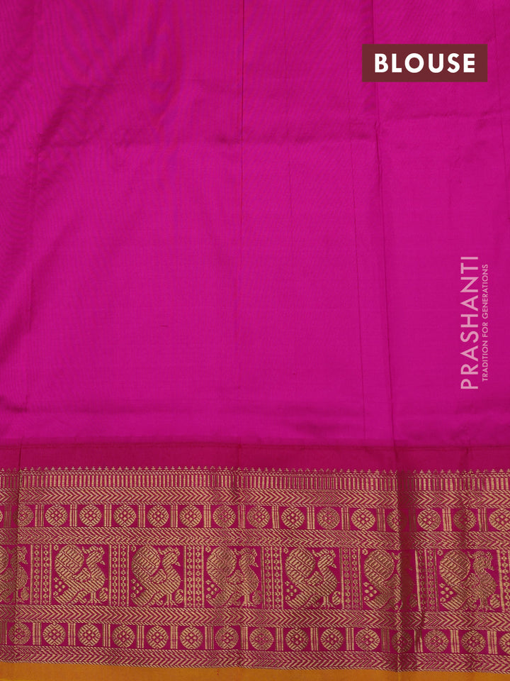 Teal Blue & Pink Narayanpet Silk Saree