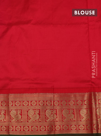 Blue & Red Narayanpet Silk Saree