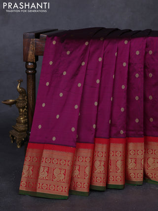 Magenta Pink & Red Narayanpet Silk Saree