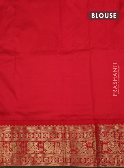Magenta Pink & Red Narayanpet Silk Saree