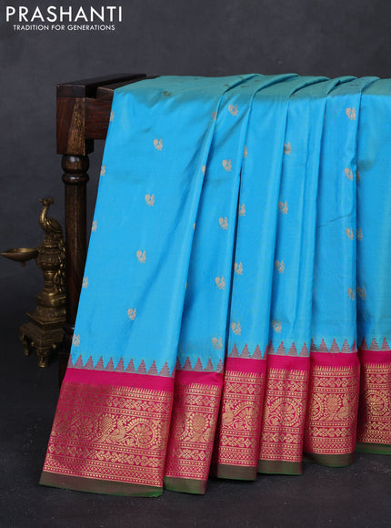 Cs Blue & Pink Narayanpet Silk Saree
