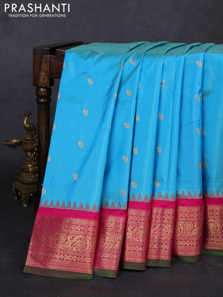 Cs Blue & Pink Narayanpet Silk Saree