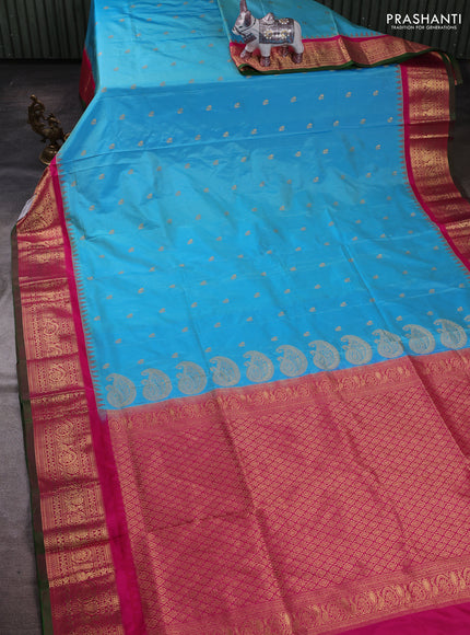 Cs Blue & Pink Narayanpet Silk Saree