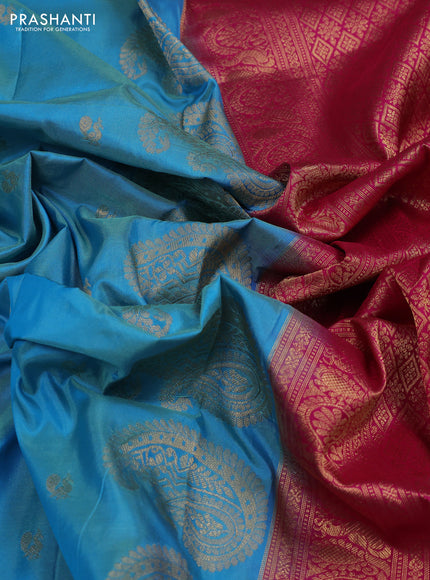 Cs Blue & Pink Narayanpet Silk Saree