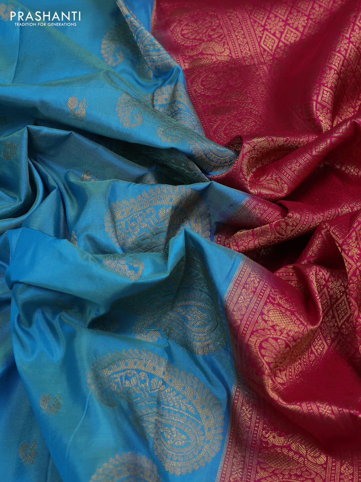 Cs Blue & Pink Narayanpet Silk Saree
