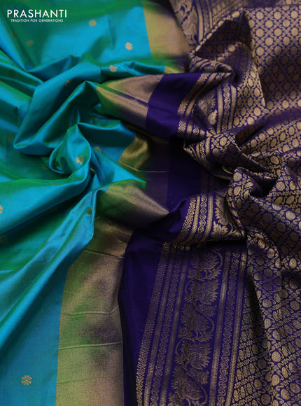 Teal Blue & Blue Narayanpet Silk Saree