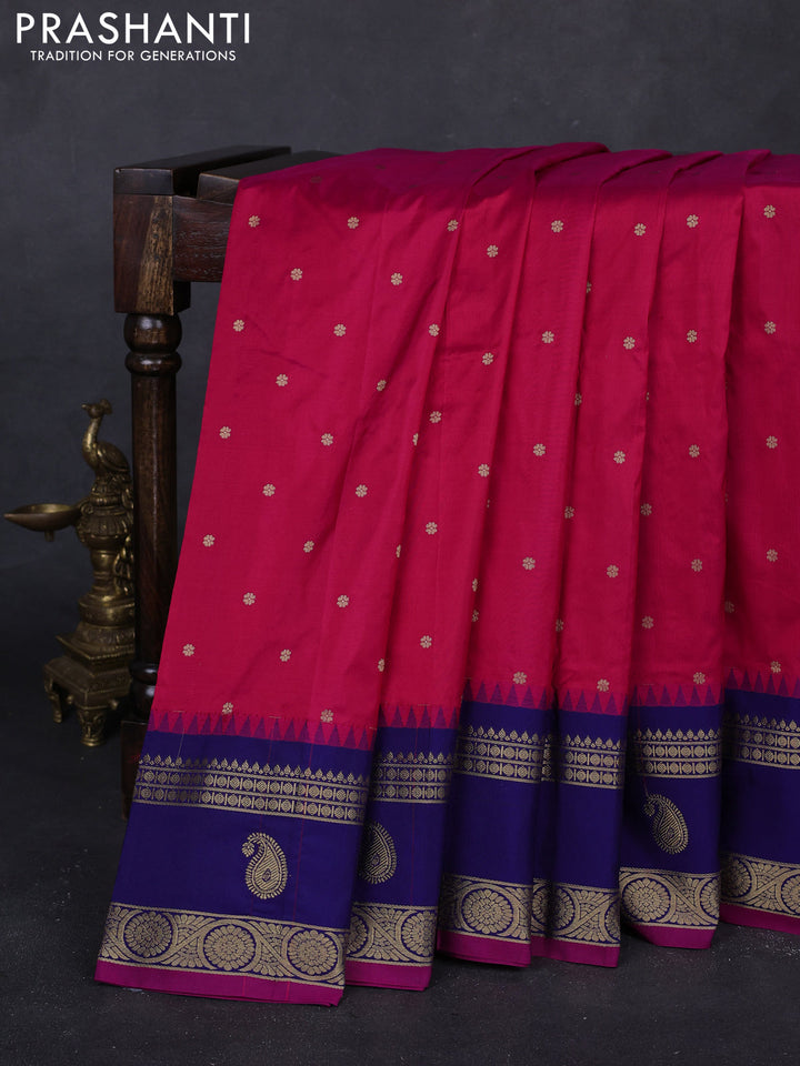 Pink & Blue Narayanpet Silk Saree