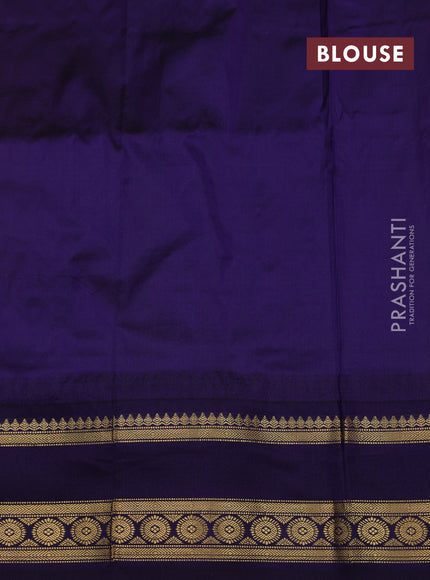 Orange & Navy Blue Narayanpet Silk Saree