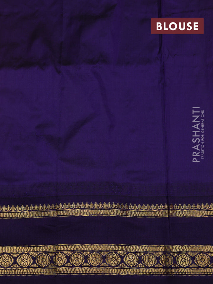 Orange & Navy Blue Narayanpet Silk Saree