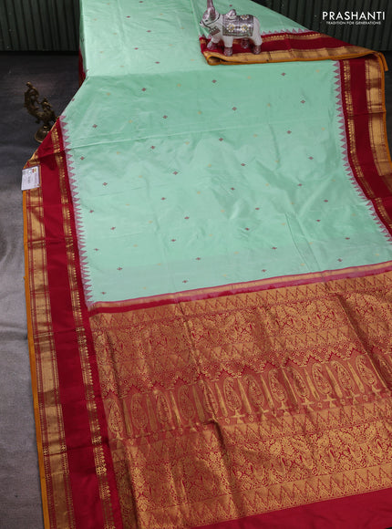 Pastel Green & Maroon Narayanpet Silk Saree