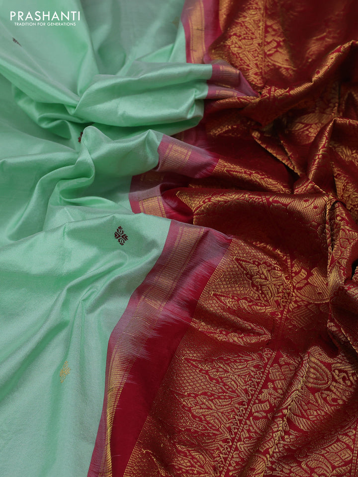 Pastel Green & Maroon Narayanpet Silk Saree