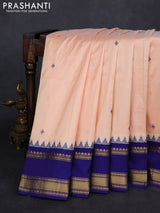 Peach & Blue Narayanpet Silk Saree