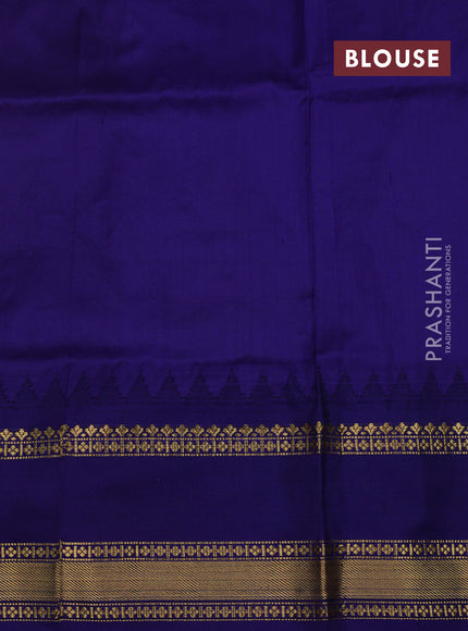 Peach & Blue Narayanpet Silk Saree
