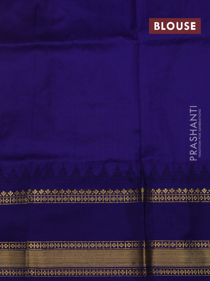 Peach & Blue Narayanpet Silk Saree