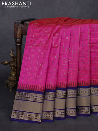 Pink & Blue Narayanpet Silk Saree