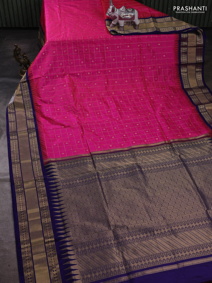 Pink & Blue Narayanpet Silk Saree