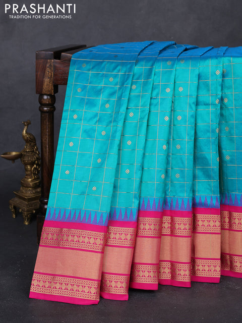 Teal  & Pink Narayanpet Silk Saree