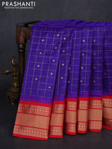 Blue & Red Narayanpet Silk Saree