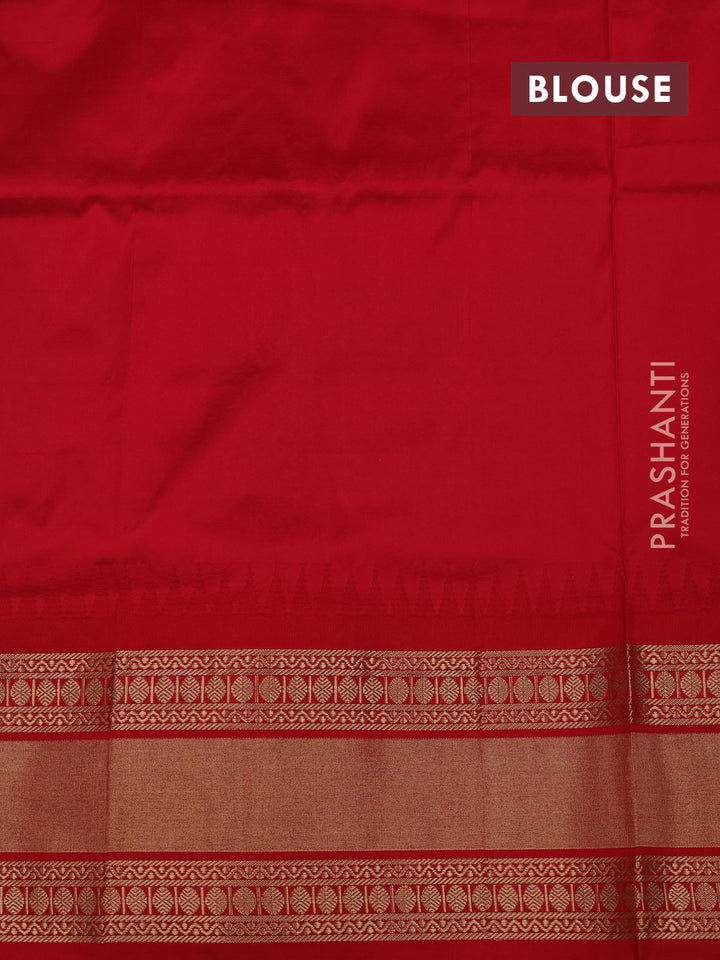 Blue & Red Narayanpet Silk Saree