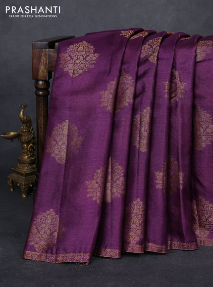 Purple & Green Banarasi Tussar Silk Saree