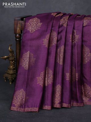 Purple & Green Banarasi Tussar Silk Saree