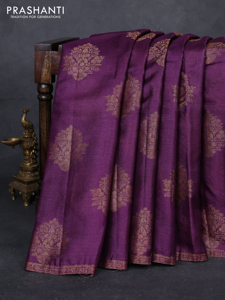Purple & Green Banarasi Tussar Silk Saree