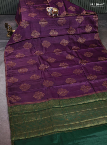 Purple & Green Banarasi Tussar Silk Saree