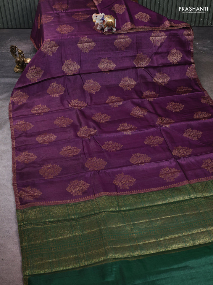 Purple & Green Banarasi Tussar Silk Saree